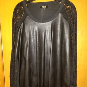 Faux leather and lace shirt